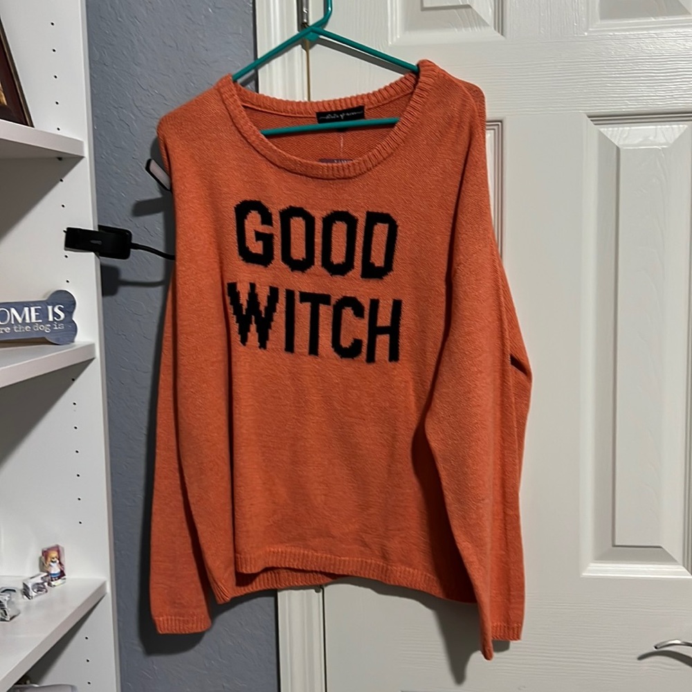 Orange sweater says good witch size xl made by state of mind super soft